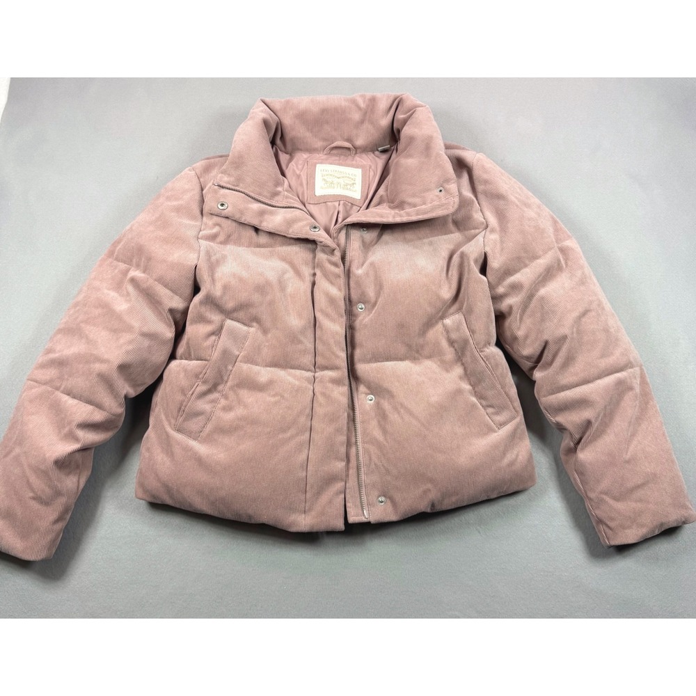 Levis Womens Mauve Pink Corduroy Puffer Jacket Coat LW4CE483 Small